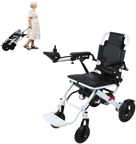 Silla de ruedas eléctrica para adultos, silla de ruedas motorizada portátil ligera de 15 kg, motores duales de 500 W, batería de litio de 10 Ah, silla eléctrica de aluminio plegable para viajes y