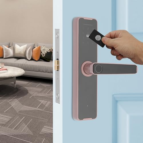 Serratura intelligente per porta con maniglia, Smart Lock per impronte digitali, codice e chiave, serratura a tastiera per porte di casa e ufficio con spessore di 35-50 mm