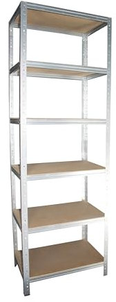 Shelf Creations BASIC Schwerlastregal 180x90x50cm verzinkt 6 Böden Steckregal Kellerregal Lagerregal Werkstattregal Archivregal Haushaltsregal Ordnerregal Metallregal Garagenregal Fachbodenregal