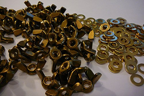 M6 SOLID BRASS WING NUTS WITH FREE M6 BRASS WASHERS 6/10 OR 20 PACKS (20)