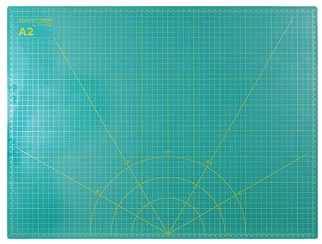 Snyderline Schneidematte A2 = 45x60cm, 5-lagig beidseitig bedruckt, selbstheilend, grün, Druck in cm & inch