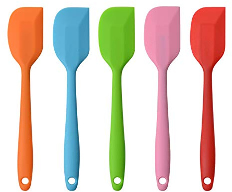 Silicone Spatulas, 8.5 inch Small Rubber Spatula Seamless One Piece Design Heat Resistant Non-Stick Flexible Scrapers Baking Mixing Tool (5 Pieces)