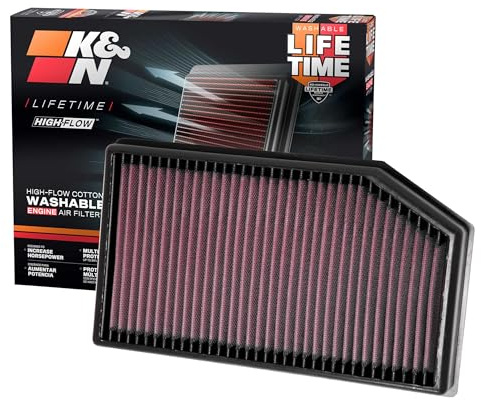 K&N High-Flow Original Lifetime Engine Air Filter: Increase Power: Premium, Washable: Compatible with 2018-2025 JEEP: Gladiator, Wrangler, Wrangler JL, 33-5076