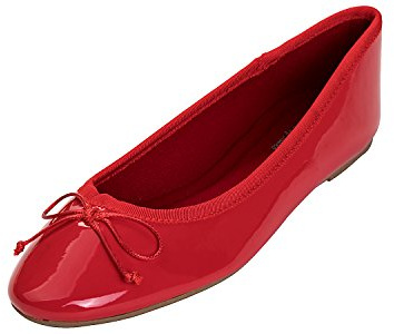 Feversole Women's Macaroon Colorful Memory Foam Cushion Ballet Flat Pumps Patent Red UK Size 7