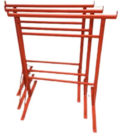 Hill TOP FABRICATIONS LTD - 3 x Builders Trestles Size NO.3, Adjust from 1.0m - 1.8m (Trestle Band Stands) SWL 400kg Made in The UK - Powder Coated Orange for Hard-Wearing Finish. Ideal for Builders.