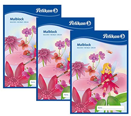 Pelikan Malblock DIN A4 / 100 Blatt (Chlorfrei, 70 g/m²) (3 Blöcke)