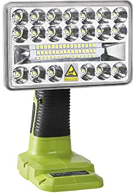 Herramientas de 18V Luz LED Foco de largo alcance para exteriores 18W 2000LM Linterna Luz de trabajo LED inalámbrica Compatible con Ryobi ONE+ 14.4V-18V Batería de iones litio Ni-Cd Ni-Mh P107 P108