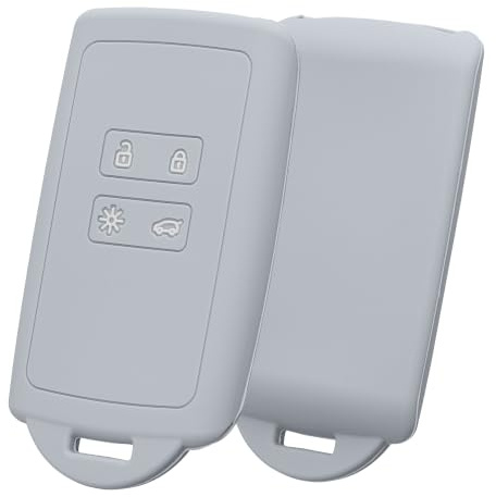 kwmobile Schlüsselhülle für Renault 4-Tasten Smartkey Autoschlüssel (nur Keyless Go) Hülle - Autoschlüssel Schlüssel Hülle aus Silikon - Schlüsselschutz Gehäuse in Hellgrau