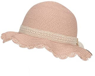 Sterntaler Strohhut Spitze - Modischer Hut mit Wellenkrempe und Spitzenband - Mädchen Sonnenhut - UV-Schutz 50+ Mütze - Baby und Kinder Kopfbedeckung - Strandkappe- zartrosa, Größe 53