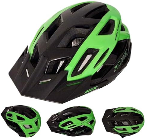 AWE® AWERide™ Enduro/Freeride Bicycle/Bike/E-Bike Helmet Black/Green Medium 55-58cm. *Includes an AWE 5 year Crash Replacement Policy, Tested and conforms to CE-EN 1078:2012:A1:2012 standards.