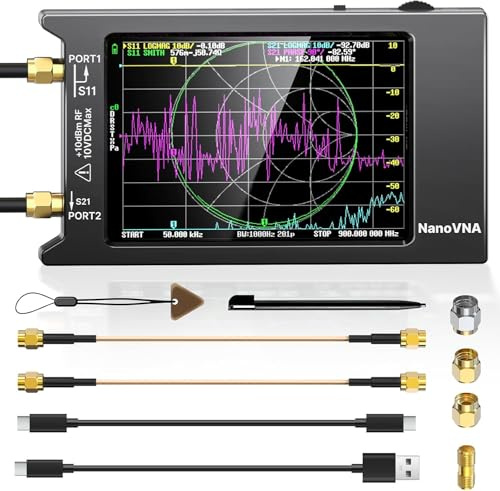 AURSINC NanoVNA-H4 Analyseur de Réseau Vectoriel, Le plus récent V4.4 9KHz-1.5GHz 4 Analyseur d’antenne VNA à écran tactile Radio amateur, Mesure des paramètres S, TOS, Phase, Retard