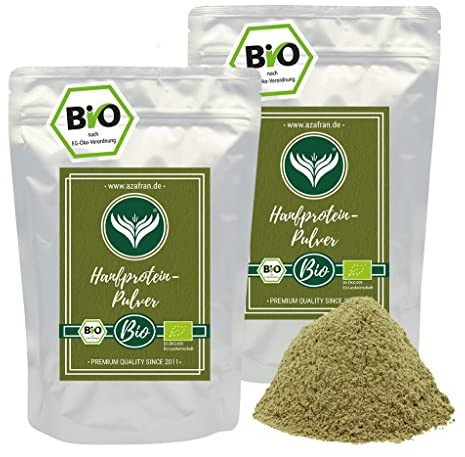 Azafran BIO Hanfproteinpulver Hanfprotein | Pulver aus Hanf 50% Protein | veganer Eiweiss Lieferant 1kg