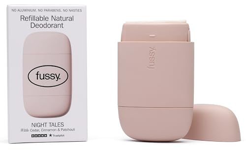 Fussy - Natural Refillable Deodorant - Aluminium Free - 24 hour protection - Floral Scent and Blush Pink Case - Cedar, Cinnamon and Patchouli - Vegan & Cruelty Free - 100% Natural & Effective