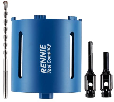 142mm x 150mm Long Diamond Core Drill Bit Set With Hex + SDS Adapter | For Concrete Masonry Brick Block Stone Granite. Includes SDS Adapter, Hex Shank Adapter & Centre Drill Bit / Pilot Drill Bit