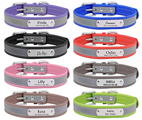 Reflektierende Hundehalsband Katzenhalsband mit Namen Telefonnummer Gravur Einstellbar Halsbänder Personalisiertes Hundehalsbänder