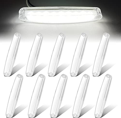 Biqiure 10PCS Feux de Gabarit Latéraux LED Blanc,9-LED Indicateur de Position 12V-24V Partie Arrière Feu de Gabarit Feux Latéraux Eclairage Lumière
