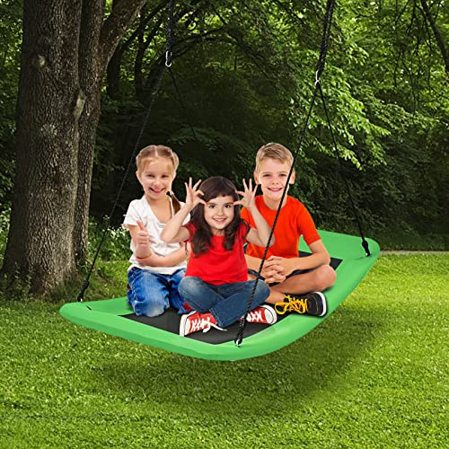 RELAX4LIFE Columpio ovalado de jardín, nido con cuerdas ajustables, silla colgante multiusos para niños y adultos, carga 120/150/300 kg (150 x 80 x 180 cm, 150 kg, verde)