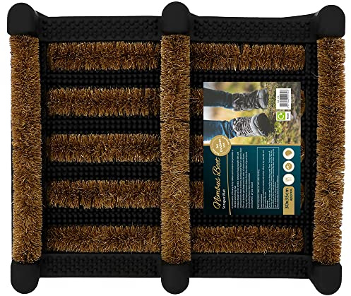 JVL Nimbus Rubber Coir Boot Scraper Mat, 30x35cm