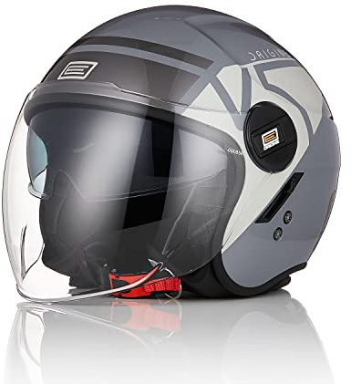 ORIGINE Casco Moto Jet Casco Scooter con Doppia Visiera Omologato ECE 22-06