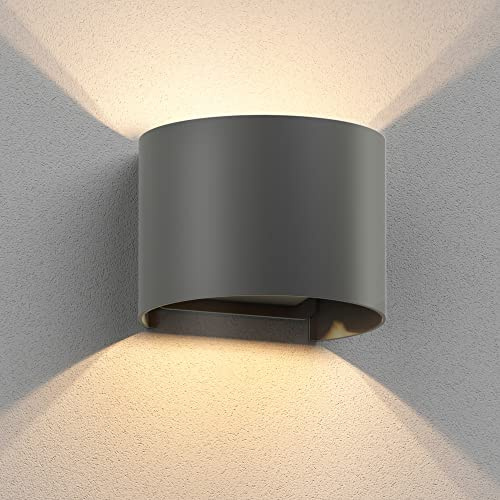 ledscom.de Wandleuchte RUNEL für außen, anthrazit, IP65, Up & Downlight + LED Lampe max. 485lm, warmweiß
