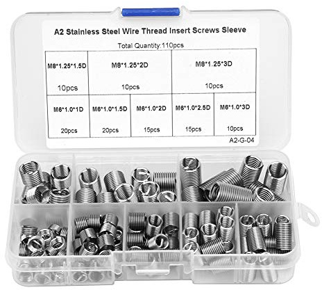 Edelstahl Gewindeeinsätze Set,Gewindeeinsatz M6 M8 Edelstahlmesser-Gewindemuttern, M6 Einsätze 2D 304 Edelstahl 110 Stück M6 M8 1D 3D Spiraldraht Gewindeeinsatz Edelstahl Gewinde Schrauben Hülsen Set