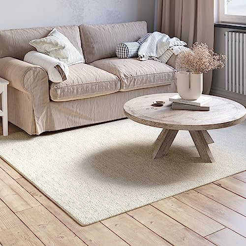 MY-RUG Handloom Wollteppich Devi 200 x 140 cm - Wohnzimmer-Wohlfühloase in warmem Beige. Handgewebt aus Schurwolle für angenehmes Laufgefühl.