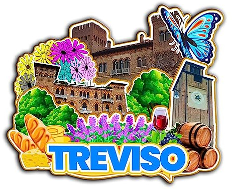 Treviso Veneto Italia, magnete per frigorifero, in legno, 3D, monumenti di viaggio, da collezione, decorazione fatta a mano, 2735