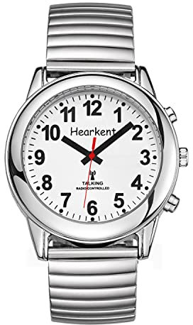 Hearkent Reloj parlante con voz alemana, reloj de pulsera para personas mayores, relojes ciegos, reloj con discapacidad visual, plata, Herren, Reloj parlante para personas mayores