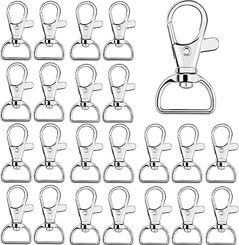 ATB-Foger Llavero mosquetón con articulación giratoria – 30 unidades langosta anillos D giratorio clip – Ancho interior 20 mm para DIY colgante fabricación de joyas