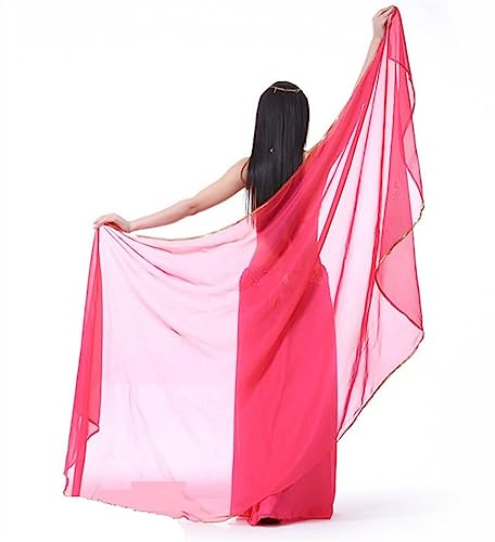 AMEEDA Bauchtanz Schleier Bauchtanz-Schleier, Schmetterling, Motten, Flügel, einfarbig, Chiffon, Kopftuch, Schal, 250 x 120 cm. Bauchtanz-Kostüm (Color : Hot Pink)