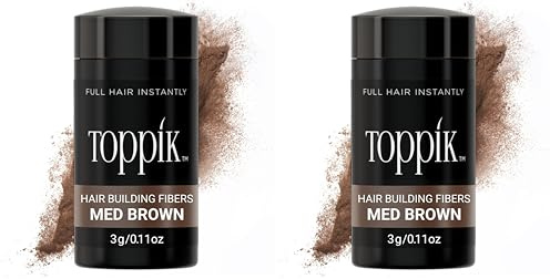 Toppik Haarfasern 3 g, Mittelbraun, natürlich gewonnene Fasern aus Keratin für voller aussehendes Haar (Packung mit 2)