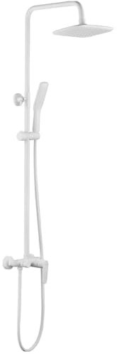 KOLMAN Badezimmer Duschset Weiß DIMA Duschsäule Brausegarnitur mit Duschmischer, Kopfbrause: 258x194 mm