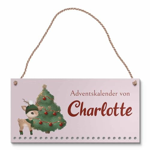 Adventskalender für einen DIY-Adventskalender - Niedliche Designs und Formen | mit individuellen Säckchen bestückbar - Adventskalender zu Weihnachten - ideal zu verschenken | 30x15 cm
