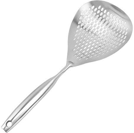 UPQRSG Cuchara Ranurada para Espumadera, Cuchara Coladora de Cocina, Cuchara para Freír y Cocinar, Colador de Araña de Acero Inoxidable, Cucharón para Colar, Colador para Espumadera de Cocina