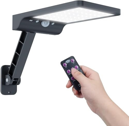 Faretti Solari a LED da Esterno, Moman Luce Solare LED Esterno con Sensore di Movimento 3 Modalità IP65 Lampada Potenti Impermeabili 2200mAh con Telecomando, Faretto-Solare-Luce-Esterno-Lampioni