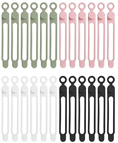 iFutniew 24Pcs Silicone Wire Organizer for Earphone, Phone Charger, Mouse, Audio,Reusable Cable Ties Cord Organizer