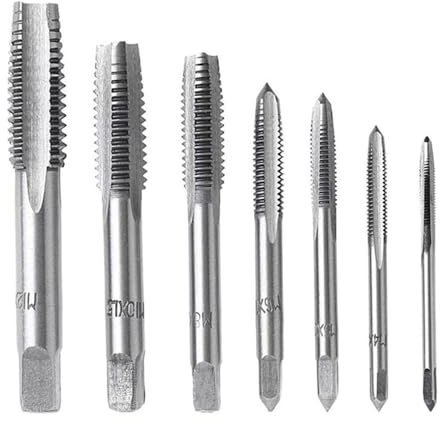 Fongmore 7pcs m3 M4 M5 M6 M8 M10 M12 filetage taraud set métrique spirale point taraud nitruration machine de revêtement vis taraud foret outil de taraudage