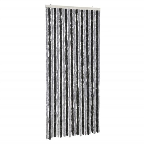 vidaXL Fliegenvorhang Grau und Schwarz 90x220 cm Chenille