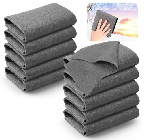 AiQInu 10 Pièces Chiffon de Nettoyage Magique, Chiffons de Nettoyage épaissi 30x30cm, Microfibre Torchons pour Cuisines, Miroir, Verre, Auto, Voitures et Fenêtres