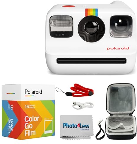Polaroid Go Generation 2 Instant Film mini Camera (White) Bundled with Polaroid GO Color Film Double Pack, Hard Carrying Case