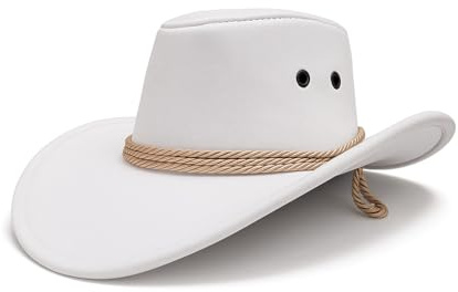 Komonee Cowboy Hat Western Sun Cap Faux Felt Leather Suede Fancy Dress Party Costume Outfit Travel Outdoor Sun Protection Mens Womens