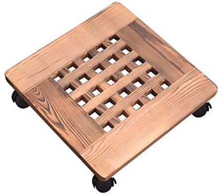 BGFYUSF Pflanzenroller Eckig Aus Holz Blumenuntersetzer Für Blumenkübel Pflanzenroller Holz Massiv Rund Lastlager: 150kg Für Innen- Und Garten (30cm)