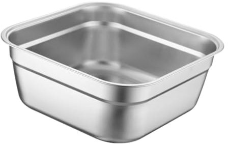 Amosfun Bacinella Quadrata In Acciaio Inox Capacità Pentola Per Frutta Ciotola Per Lavare Le Verdure Vasca Da Cucina Secchio Per Pasta Riso Buffet