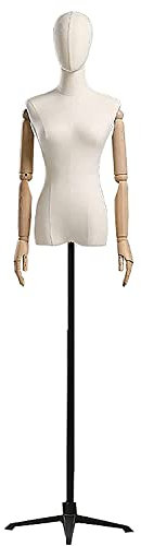 Weibliche Schneiderpuppe, Weibliche Schaufensterpuppe, Torso, Puppenkörper, Schneiderpuppe Mit Holzarm, Schwarzer Ständer, Verstellbare Kleidungsform Für Erwachsene Und Frauen, Schneidern (Stativstän