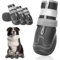 Hundeschuhe mit reflektierenden Riemen, hohe Hundestiefel wasserdicht, Anti-Rutsch verschleißfeste Gummisohle Hundeschuhe Pfotenschutz fürkleine, mittlere und große Hunde(M, Schwarz)
