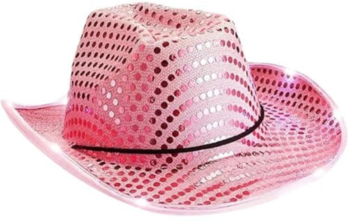 Leuchtender Cowboyhut, Blinkender Paillettenhut, Glitzernder Lustiger Partyhut, Led-westernkappe Für Urlaub, Kostüm, Tanzparty