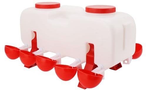 XHTLLO Halbautomatischer Hühnertränke Mit 10 L Fassungsvermögen, Geflügel-Tränke Für Enten, Gänse, Eingelegte Halterung, Ergonomisches Griffstreifen-Design, Stoppt, Wenn Voll, Geeignet Für Verschieden