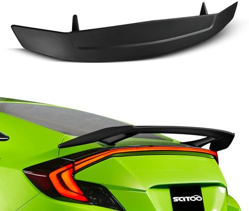 SCITOO ABS Spoiler Wing Fit for Most Cars Universal Custom Style 1PC Matte Black Rear Rear Trunk Spoiler Wing with 3rd Brake Light
