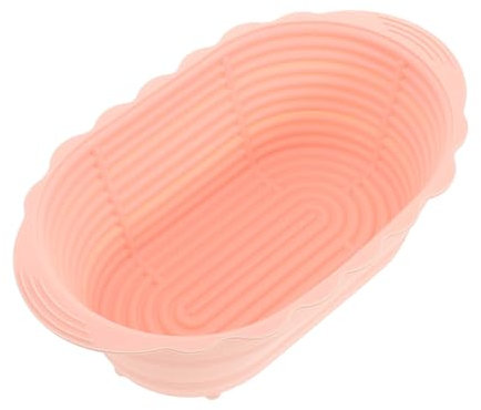 BRIGHTFUFU Cesta Para Levar Pan De Masa Madre Ovalada Plegable De Silicona Resistente Al Calor Gran Capacidad Para Hornear Pan Casero y Fermentar Masa Rosa