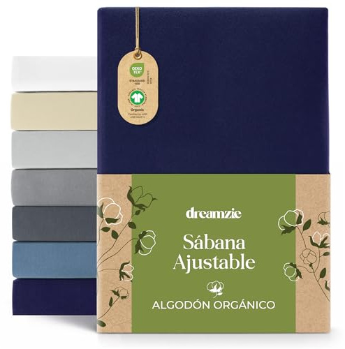 Dreamzie - Spannbettlaken 140/160x200 cm - 100% Jersey Biobaumwolle | Dunkelblau · Leintuch mit Rundumgummi · Spannbetttuch bis 32 cm Steghöhe Oeko-Tex zertifiziert · Hypoallergen · Doppelbett